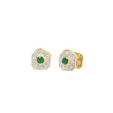 Desert Rose 18K Gold Earrings w. Emeralds & Diamonds