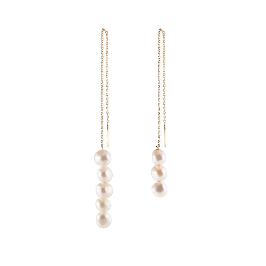 3+5 Pearl Gold Plated Earrings w. Pearl