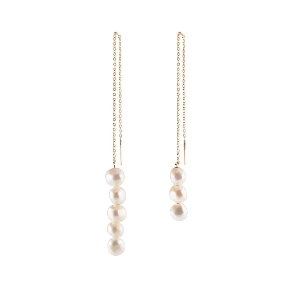 3+5 Pearl Gold Plated Earrings w. Pearl