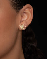 Sun Small 18K Gold Earrings w. 0.019ct Diamonds