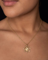 Sun Large 18K Gold Pendant w. 0.011ct Diamond