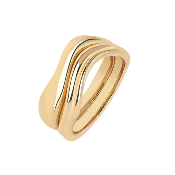 Vayu Gold Plated Ring Stack