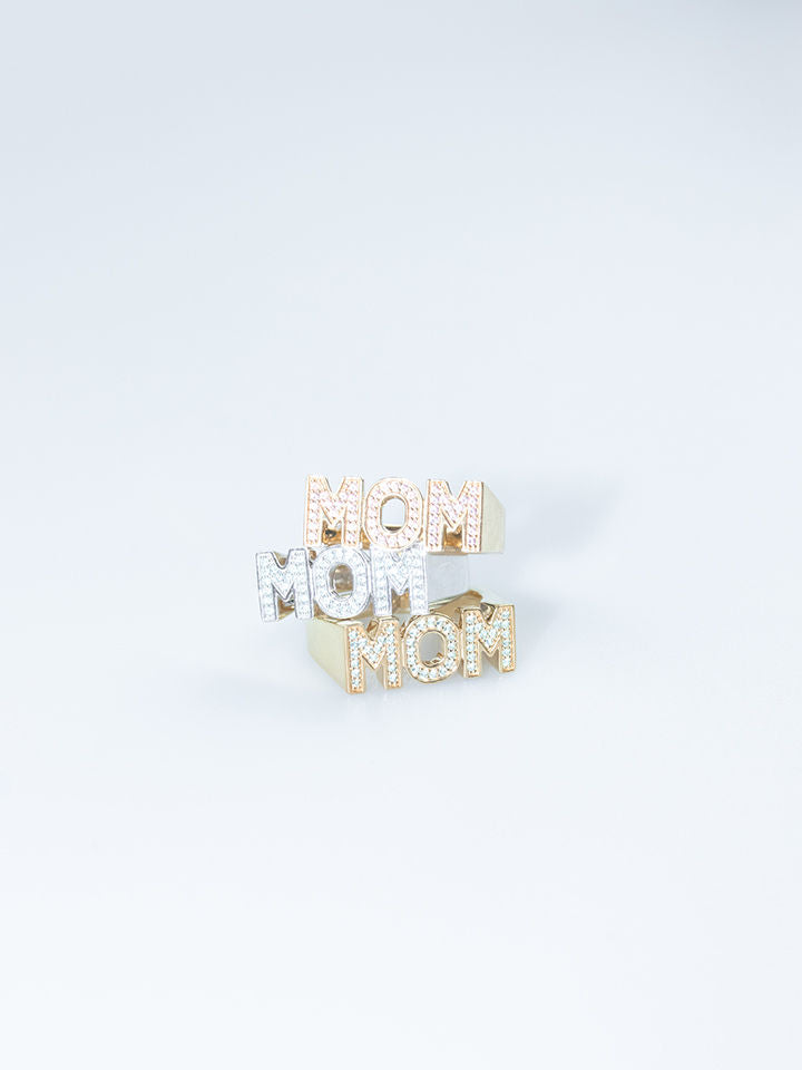Mom Rose Gold Plated Ring w. Crystals