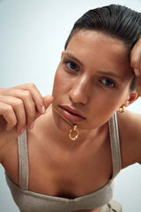 Hasla | Crystal Cubism Gold Plated Necklace w. Pink Nano Gemstone