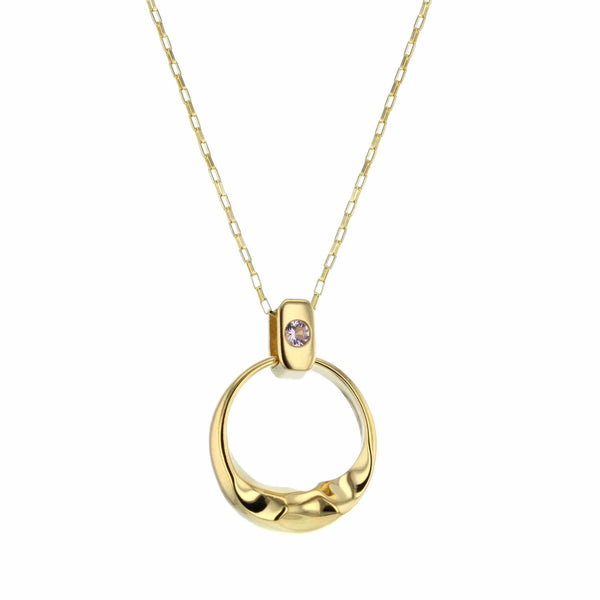 Hasla | Crystal Cubism Gold Plated Necklace w. Pink Nano Gemstone