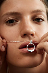 Hasla | Crystal Cubism Silver Necklace w. Blue Nano Gemstone