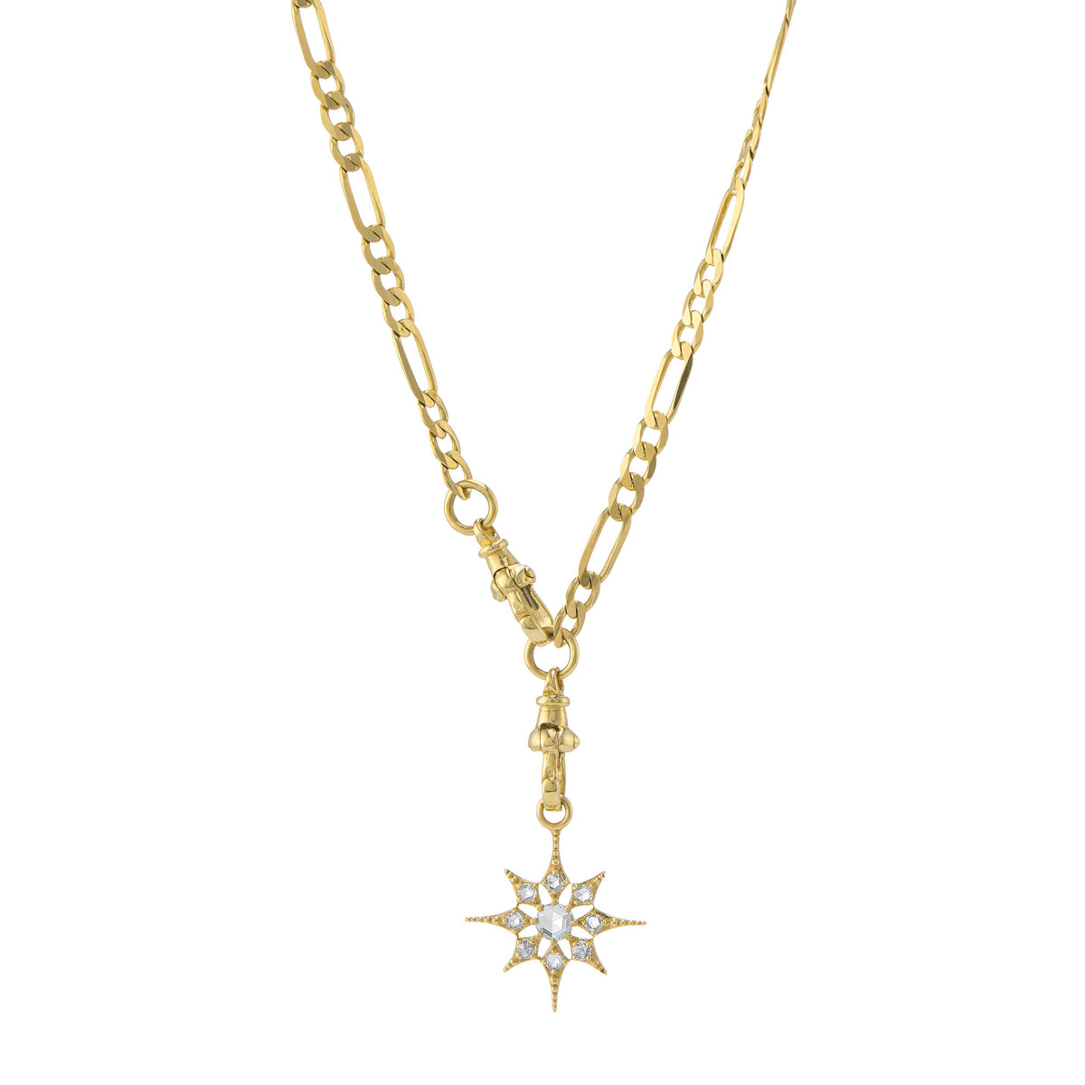 London Flats Diamond Astra Star 9K Gold Necklace w. Diamonds
