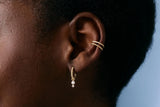 Diamond & Perle Hoop Charm 14K Gold Ohrring-Pendant