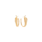 Small Leaves 18K Gold Hoops w. Diamonds