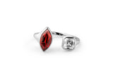 Toi Et Moi 14k or 18k Whitegold Ring w. Lab-Grown Diamond & Lab-Grown Ruby