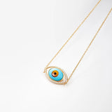 Evil Eye 18K Guld Halskæde m. Tigerøje, Onyx, Turkis & Diamanter