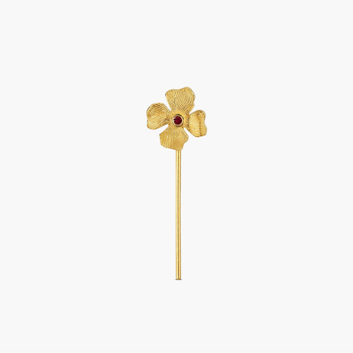 Furaha Gold Plated Earring w. Red Zirconia