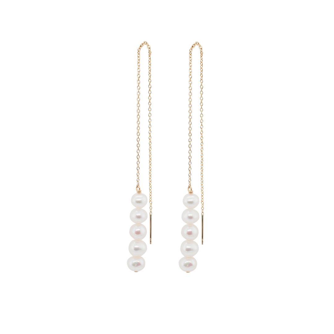 5+5 Pearl Gold Plated Earrings w. Pearl