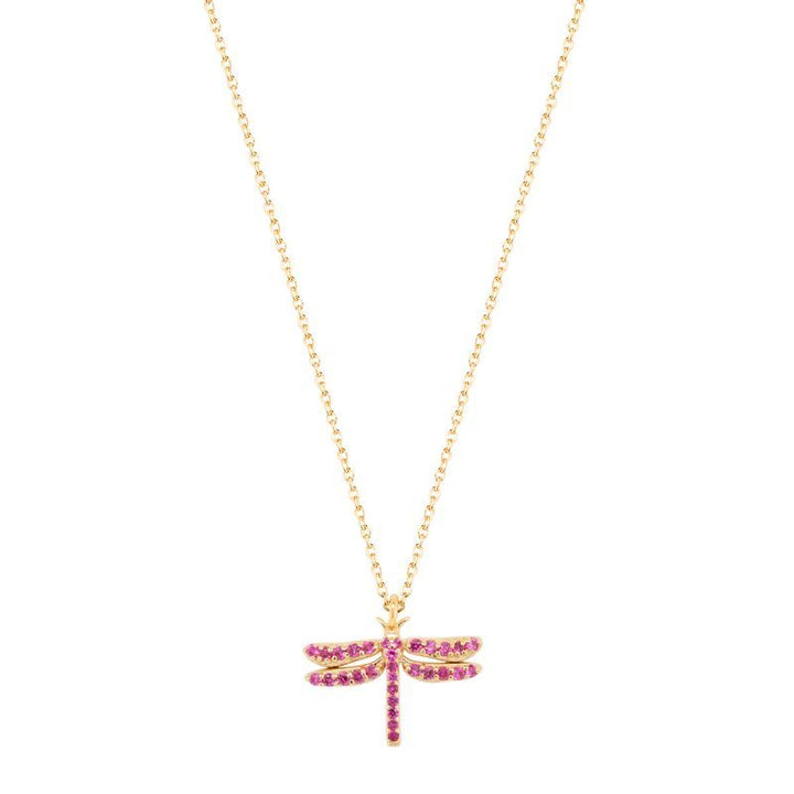 Dragonfly Halskette 18K vergoldet I Rubin