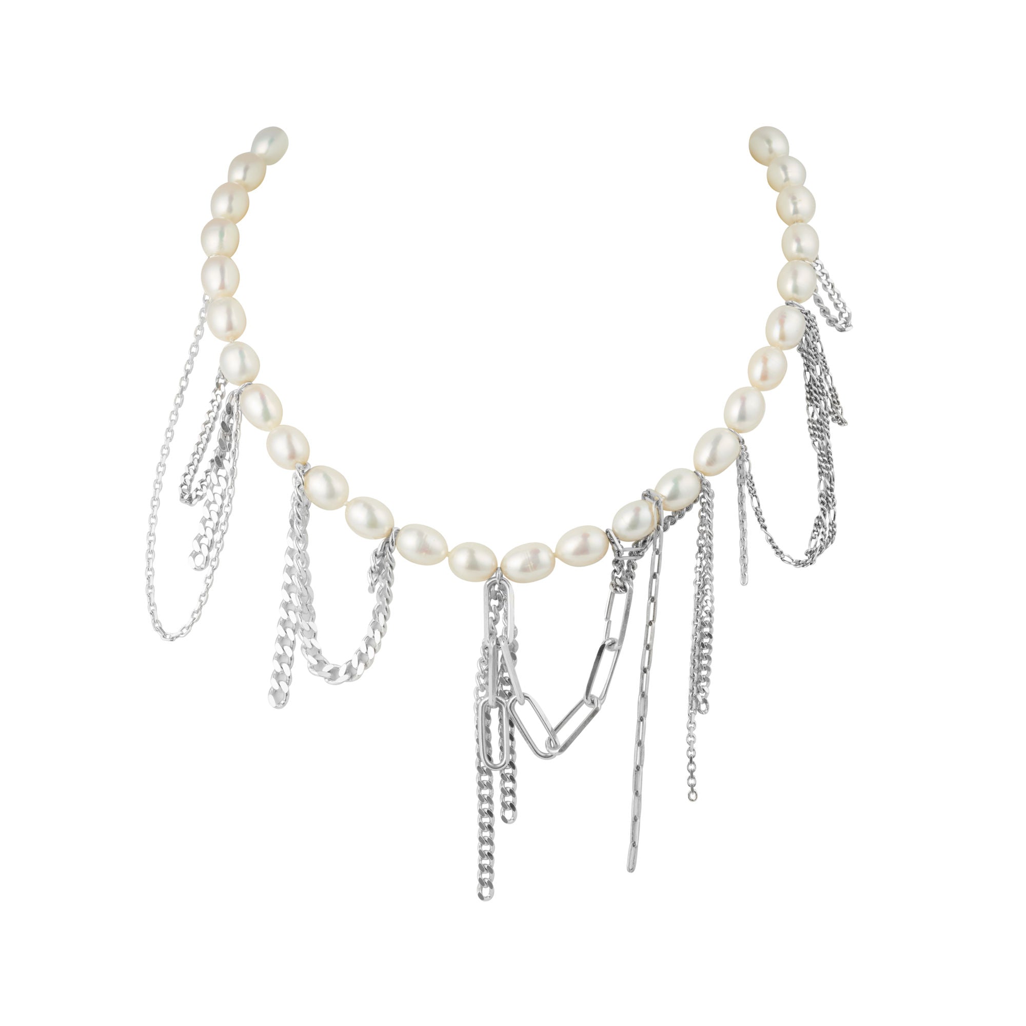Tangled Pearl Silver Necklace