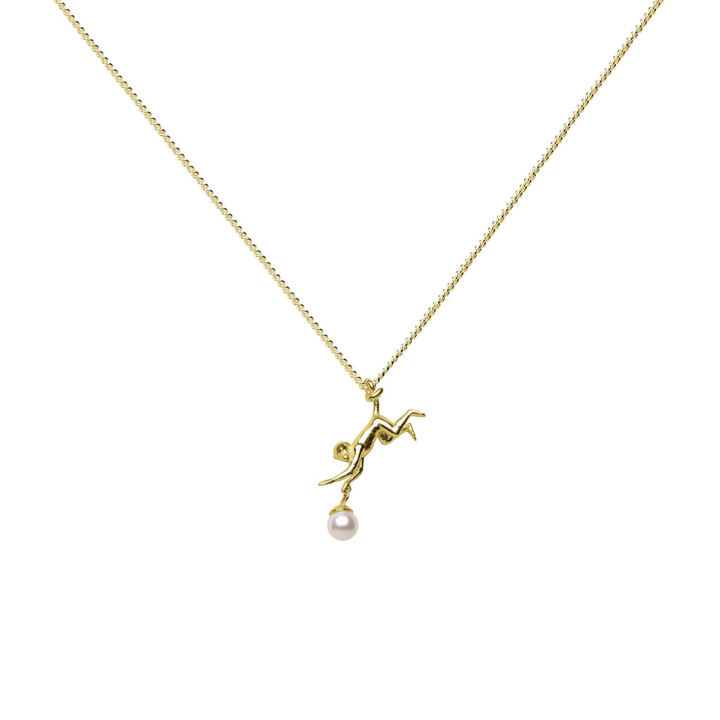 Monkey Gold Plated Necklace w. Pearl