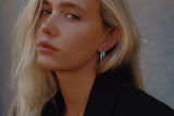 Baguette Chain Gold Plated Hoops w. Zirconia
