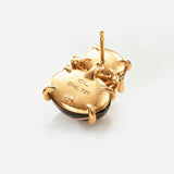 Boho 18K Gold Studs w. Tourmaline, Quartz & Diamonds