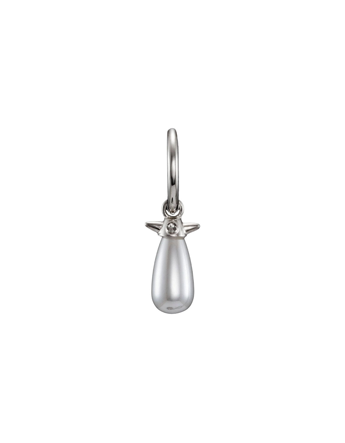 Pearl Tear Silver Earring w. Glass Pearl