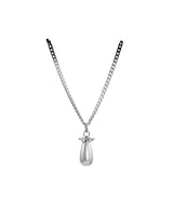 Pearl Tear Silver Necklace w. Glass Pearl