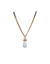 Pearl Tear Gold Plated Necklace w. Glass Pearl