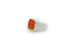 IX Crunchy Cushion Silver Ring w. Amber Enamel