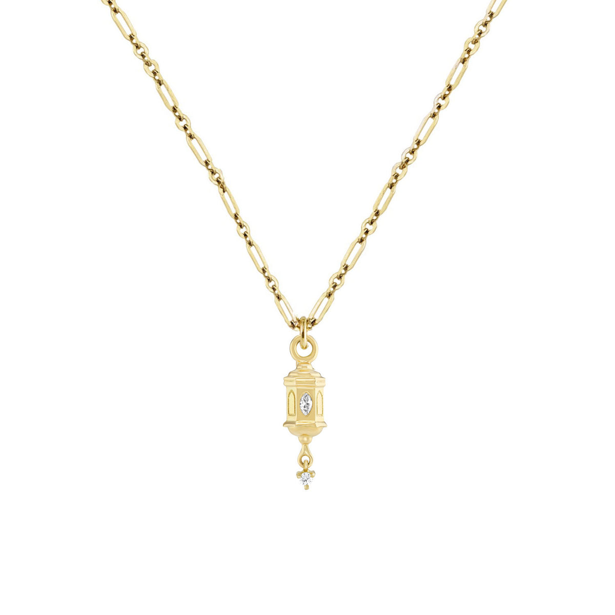 Roma Lucky Lantern "Eternal" 9K Gold Necklace w. Diamond