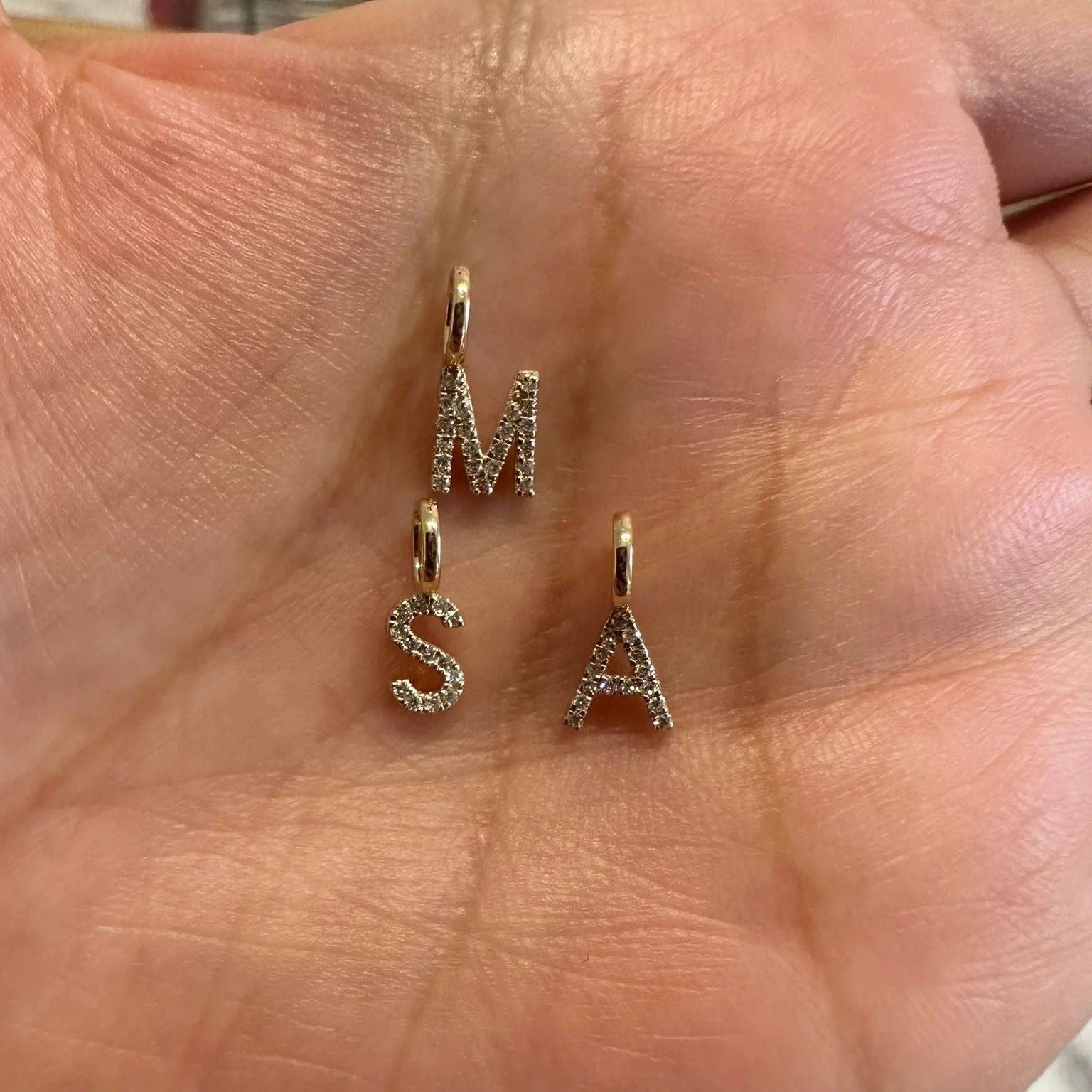 Letter 14K Gold Necklace w. Diamonds