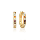 Ellera Medio Mixed Colours 18K Gold Plated Hoops w. Zirconia