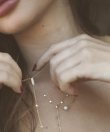 Dangling Chain 18K Rose Gold Necklace w. Diamonds