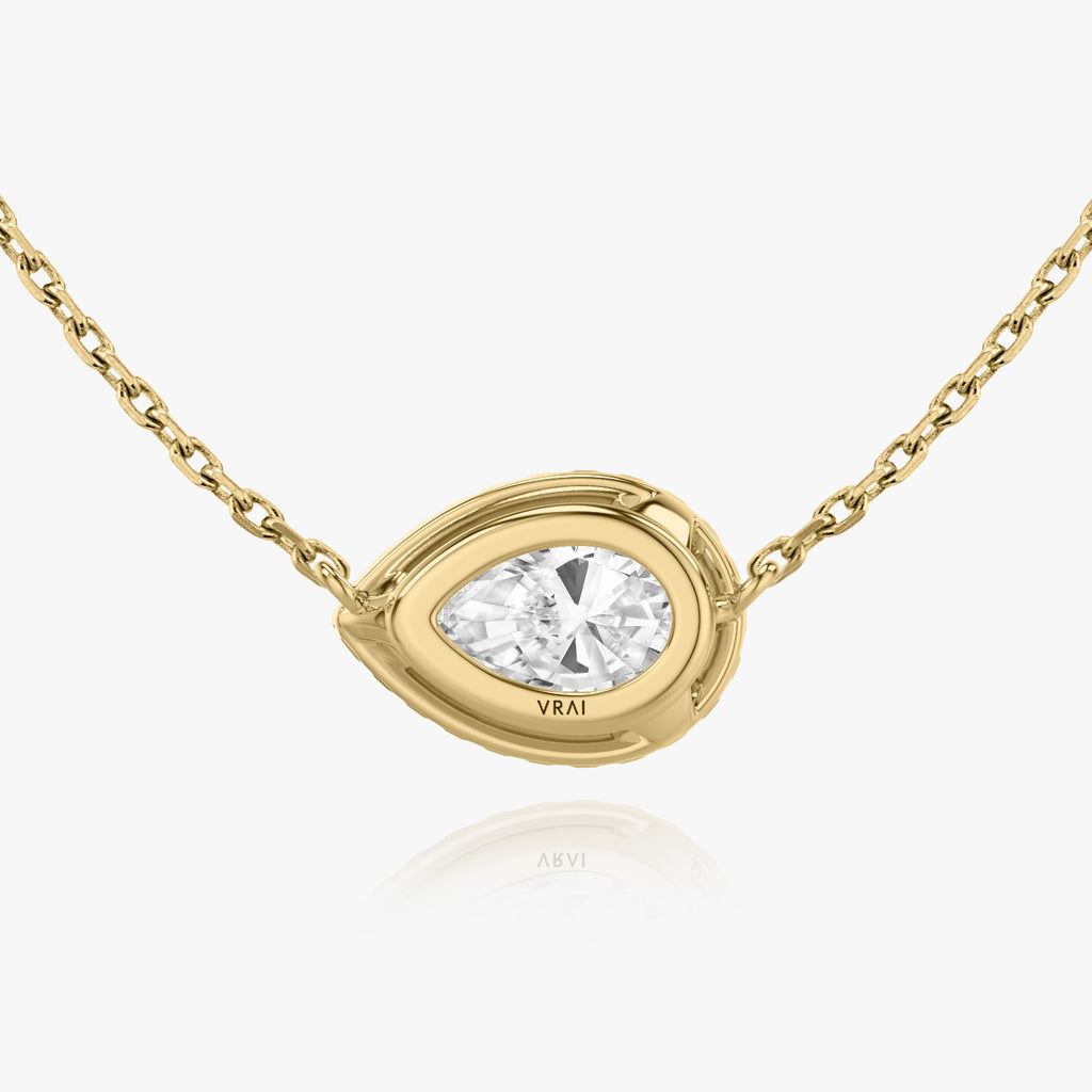 VRAI | Pear Halo 14K Gold Necklace w. 1ct Lab-Grown Diamonds