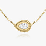 VRAI | Pear Halo 14K Gold Necklace w. 1ct Lab-Grown Diamonds