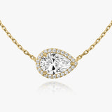 VRAI | Pear Halo 14K Gold Necklace w. 1ct Lab-Grown Diamonds