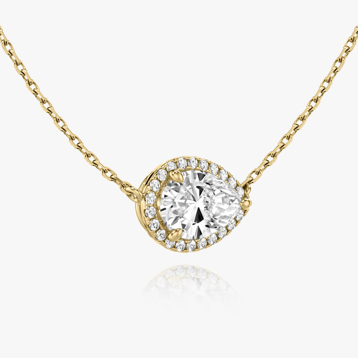 VRAI | Pear Halo 14K Gold Necklace w. 1ct Lab-Grown Diamonds