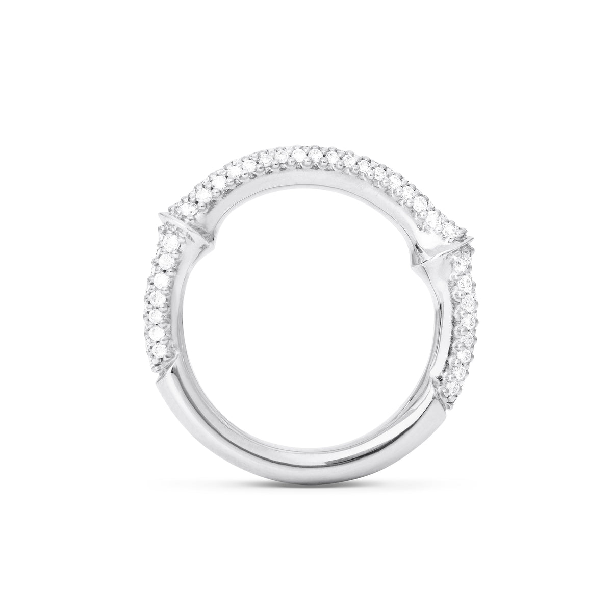 Nature Half Pavé 18K Whitegold Ring w. Diamonds