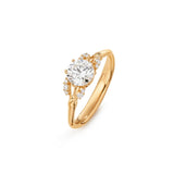 Winter Frost Solitaire 18K Gold Ring w. 11 Diamonds