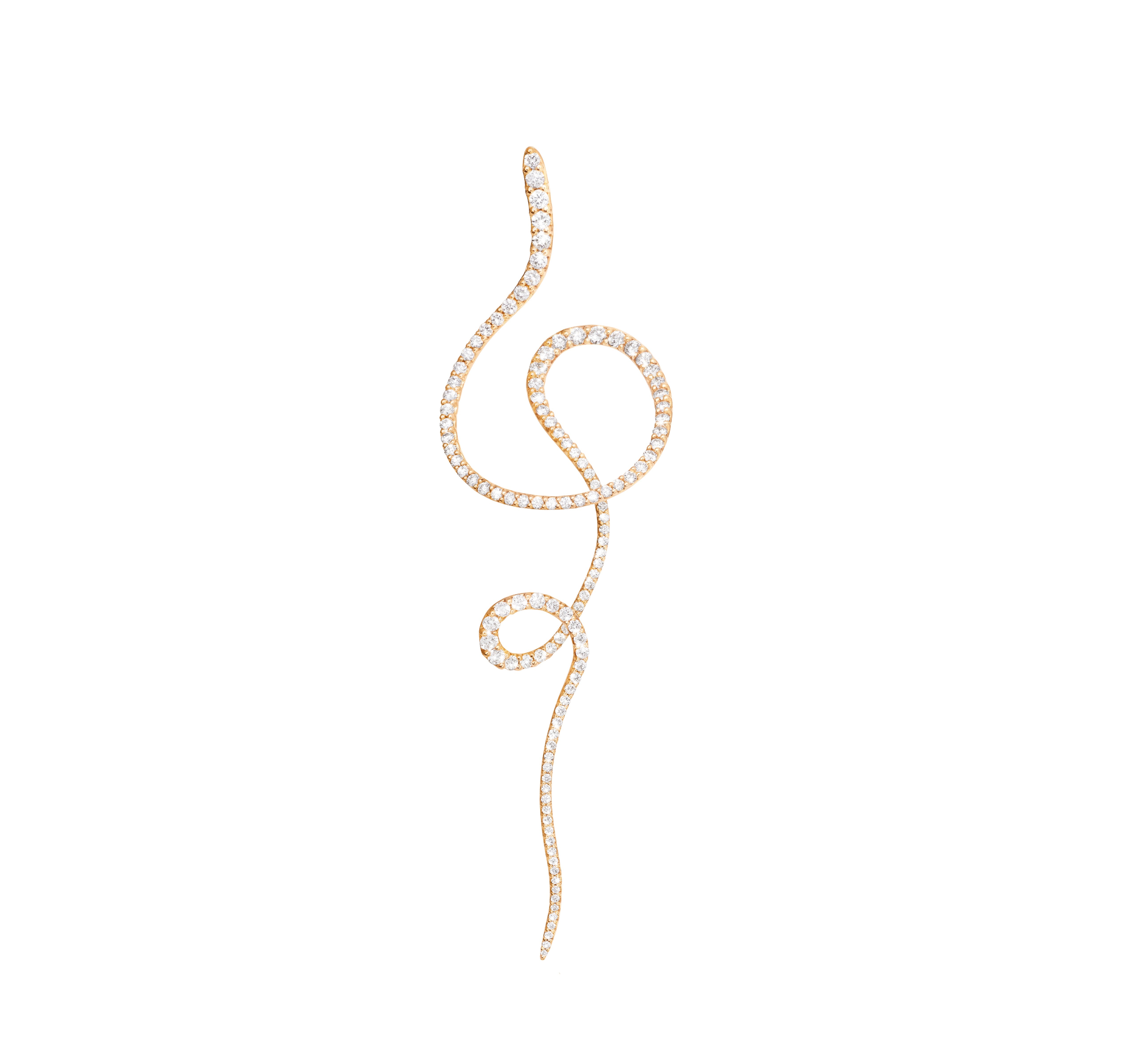 Love Bands Twirl 18K Gold Earring w. Diamonds