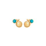 Lotus 18K Gold Studs w. Turquoise, Opal & Diamond