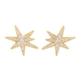 Medium Funky Shooting Stars 18K Gold Stud w. Diamonds