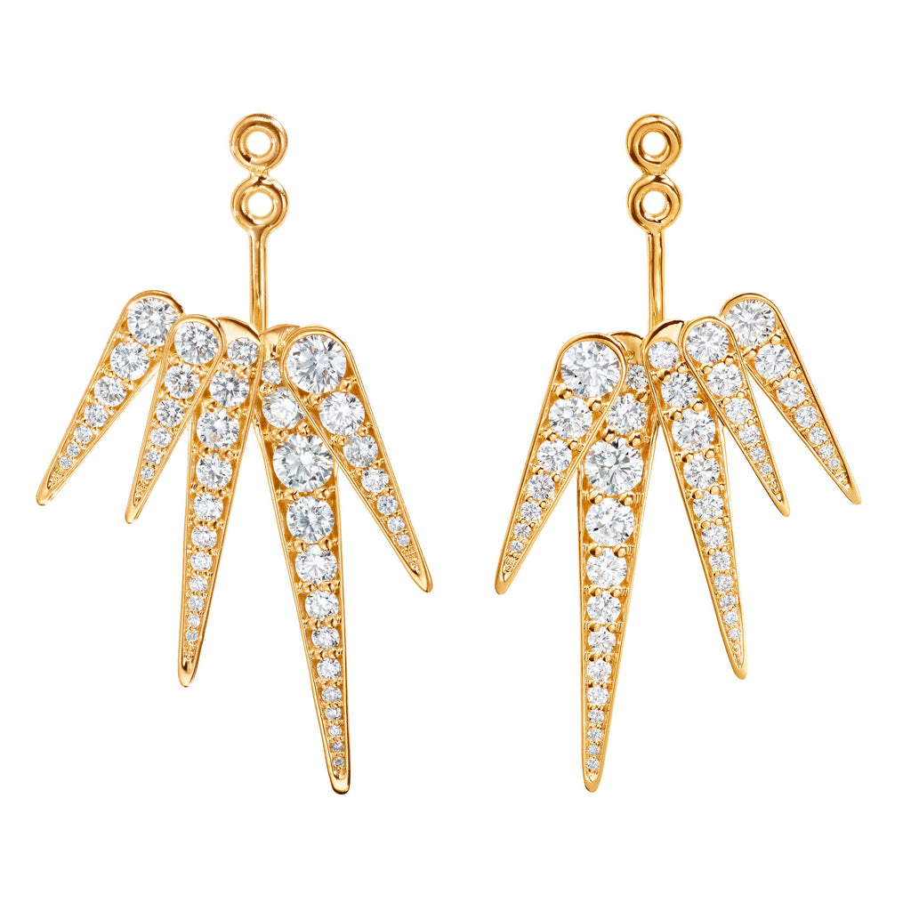 Funky Shooting Stars 9-pointed 18K Gold Earring-pendant w. Diamonds