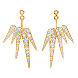 Funky Shooting Stars 9-pointed 18K Gold Earring-pendant w. Diamonds