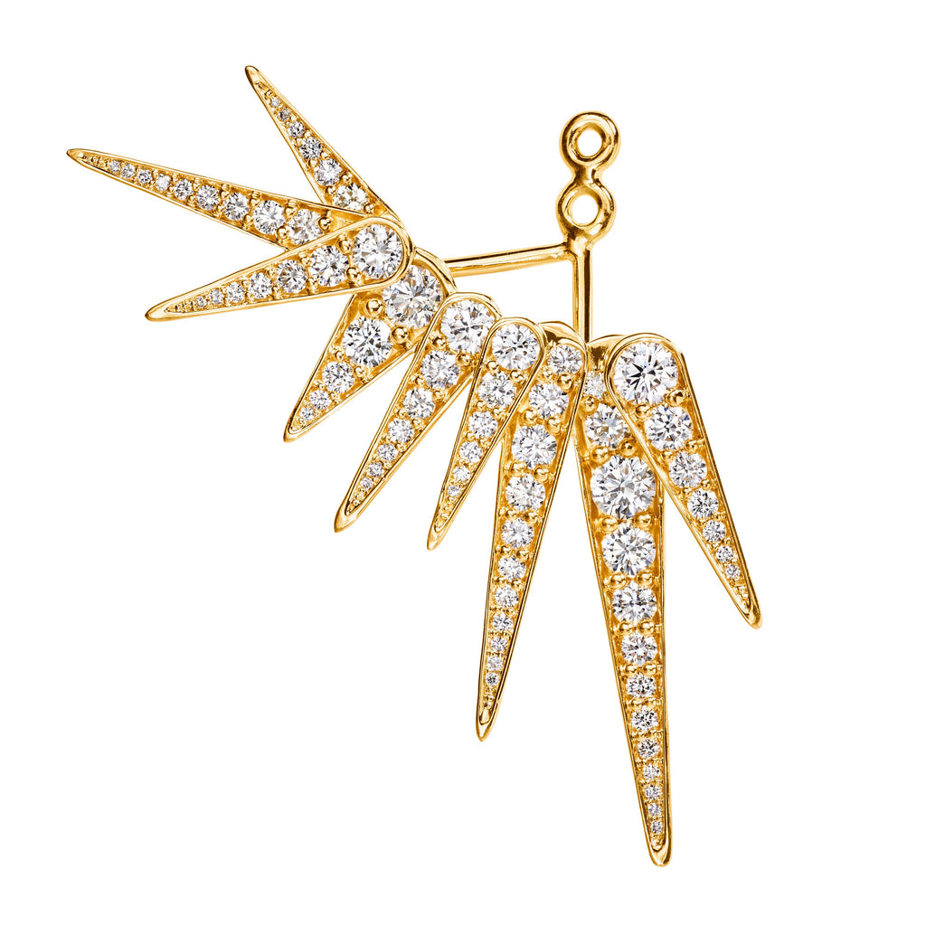 Funky Shooting Stars 9-pointed 18K Gold Earring-pendant w. Diamonds