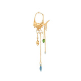Young Fish 18K Gold Earring-Pendant w. Aquamarine Fish