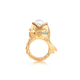 Young Fish 18K Guld Ring m. Akvamarin, Perle & Diamanter