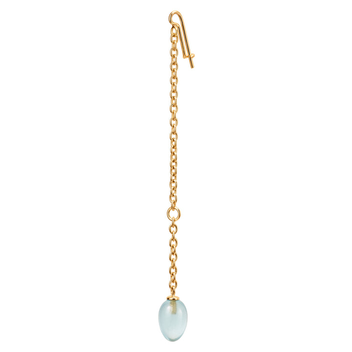 Young Fish 18K Gold Earring-Pendant w. Aquamarine Drop