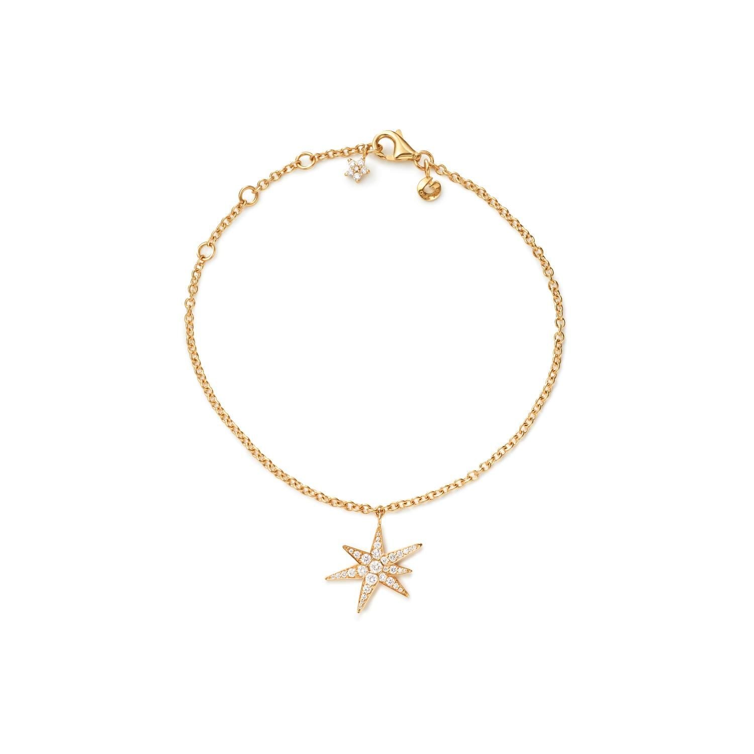 Funky Stars 18K Gold Bracelet w. 0.21ct Diamonds