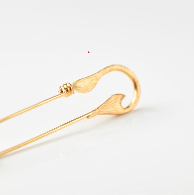 Small Under the Sea Fish Hook 18K Gold Brooche
