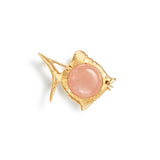 Young Fish 18K Gold Brooche w. Moonstone