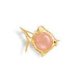 Young Fish 18K Gold Brooche w. Moonstone