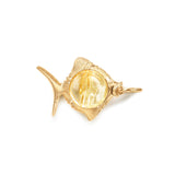 Young Fish 18K Gold Pendant w. Rutile Quartz
